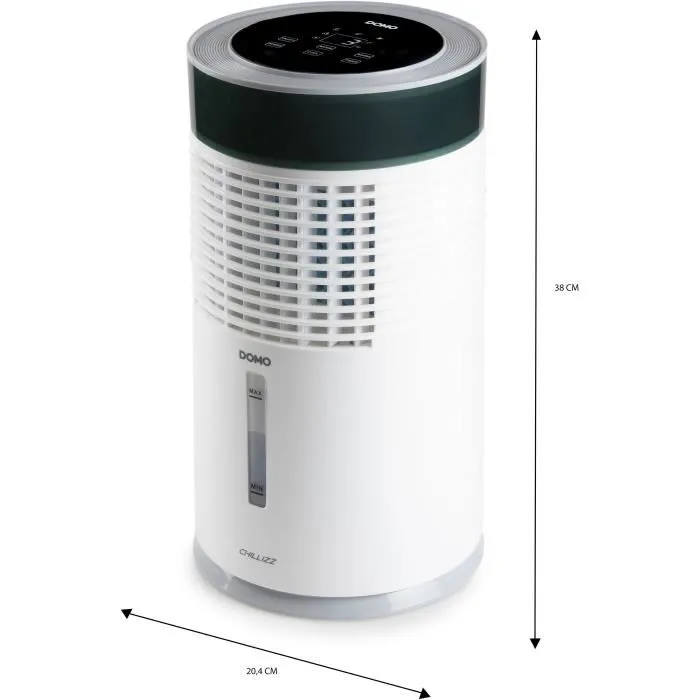 DOMO DO159A Refroidisseur d'air, ventilateur et humidificateur multifonctions avec télécommande, oscillation, minuterie, 3 vitesses - 61 dB - 9.6 W - 2.5 kg - Blanc et noir DOMO DO159A Refroidisseur d'air, ventilateur et humidificateur multifonctions avec télécommande, oscillation, minuterie, 3 vitesses - 61 dB - 9.6 W - 2.5 kg - Blanc et noir
