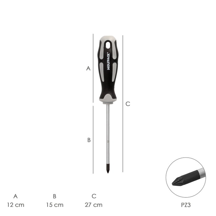 WOLFPACK LINEA PROFESIONAL Tournevis Pozidriv PZ 3 x Ø 8 x 150 mm WOLFPACK LINEA PROFESIONAL Tournevis Pozidriv PZ 3 x Ø 8 x 150 mm