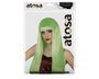 BigBuy Carnival Perruque Longue Lisse Verte avec Frange 60cm