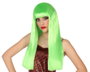 BigBuy Carnival Perruque Longue Lisse Verte avec Frange 60cm