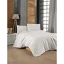 Ensemble de lit 5 pieces - Housse de couette renforcee 220 x 240 cm + 2 taies d'oreiller 60 x 60 cm - 100% coton 155 fils - Blanc - King Size