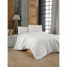 BigBuy Home Parure de couette blanc 3 pièces en coton renforcé (220 x 240 cm)​