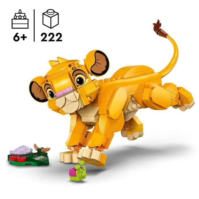 LEGO Disney 43243 Simba, Jouet de Construction Bébé Lion du Roi Lion, Cadeau Enfant - 30e Anniversaire