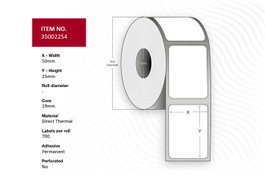 Capture Étiquette 50 x 25 - Mandrin 19 mm Blanc Premium DT Permanent