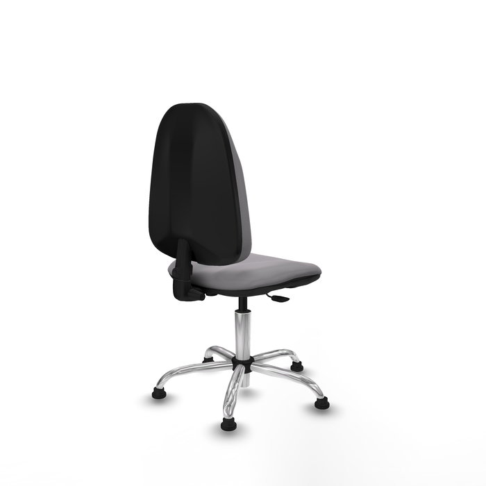 Chaise Algarra Contact permament de base Cuir écologique Gris Structure chromée Sans accoudoirs Sans appui-tête Patins de chaises