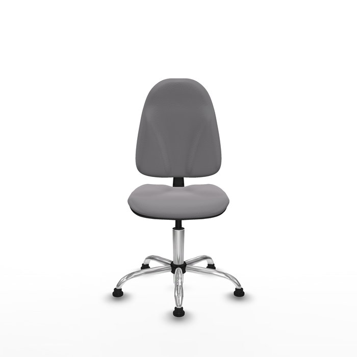 Chaise Algarra Contact permament de base Cuir écologique Gris Structure chromée Sans accoudoirs Sans appui-tête Patins de chaises