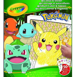 Crayola - Livre de coloriage et d'autocollants Pokémon 04-2740 - Album avec 32 pages et 4 feuilles de stickers - Langue espagnole - À partir de 4 ans