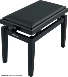 QUIKLOK Banquette Piano Deluxe Pb100 Madera Noir Brillant - Tabouret réglable, revêtement simili cuir, 100 kg, 560x320 mm, hauteur 480-570 mm