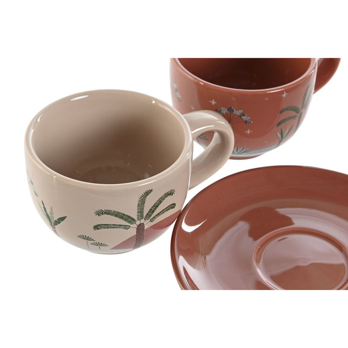 Ensemble de tasses à café Home ESPRIT Jaune Beige Terre cuite Lila Métal Dolomite 180 ml