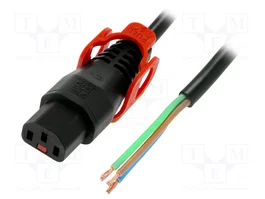 IEC LOCK Câble d'alimentation IEC C13 femelle noir 2m
