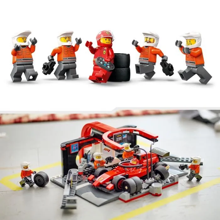 Lego City Jouet de Construction 60443 Arrêt au Stand de F1 avec Voiture Ferrari - Set de 322 Pièces avec Minifigurines - Pour Enfants de 6 Ans et Plus