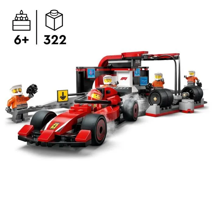 Lego City Jouet de Construction 60443 Arrêt au Stand de F1 avec Voiture Ferrari - Set de 322 Pièces avec Minifigurines - Pour Enfants de 6 Ans et Plus