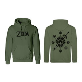 The Legend of Zelda Sweat à capuche Logo and Shield Vert XL
