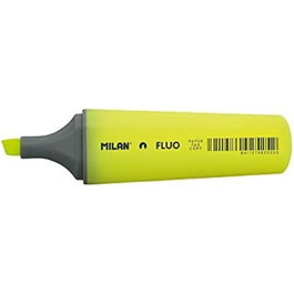 Milán Marqueurs fluorescents jaune fluo translucide, 12 unités avec présentoir