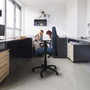 PIQUERAS Y CRESPO Chaise de bureau Aýna, Similicuir Bleu, Mécanisme Asynchrone
