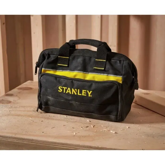 Stanley 1-93-330 Ceinture Porte-Outils avec 4 Compartiments, Renforcée aux Rivets Métalliques, 2 Poches Latérales et Grande Poche Centrale