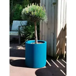 Riviera Pot de fleurs rond RIVIERA GRANIT, plastique, diametre 49 cm x hauteur 53.5 cm, bleu