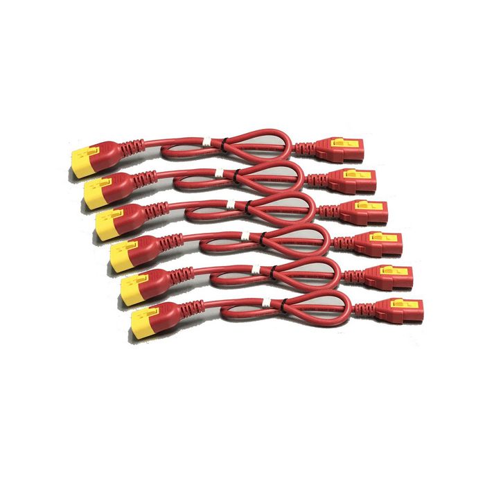APC Kit de cordons d'alimentation Locking C13 vers C14, 0,6 m, Rouge (Lot de 6)
