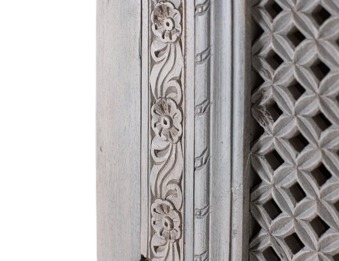 GINER Y COLOMER - Armadio de 2 portes en bois massif de manguier avec finition vieillie, travail artisanal, blanc lavé