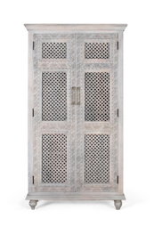 GINER Y COLOMER Armoire 2 portes en bois de manguier blanc lavé