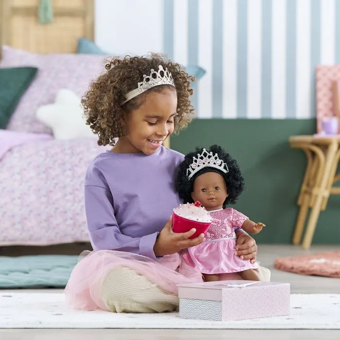 Corolle - Coffret Anniversaire Princesse pour poupée 36 cm, robe à paillettes rose, ballerines, diadème et sceptre étoilé argentés, vêtements pour poupée Corolle 36 cm - Dès 3 ans