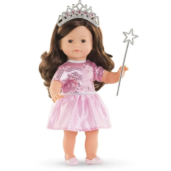 Corolle - Coffret Anniversaire Princesse pour poupée 36 cm, robe à paillettes rose, ballerines, diadème et sceptre étoilé argentés, vêtements pour poupée Corolle 36 cm - Dès 3 ans