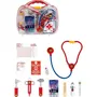 KLEIN Mallette Docteur Enfant 3 ans - Accessoires Jouets (Stéthoscope, Otoscope, Téléphone, Thermomètre Électronique Sonore et Lumineux) - Rouge - Réf. 4368