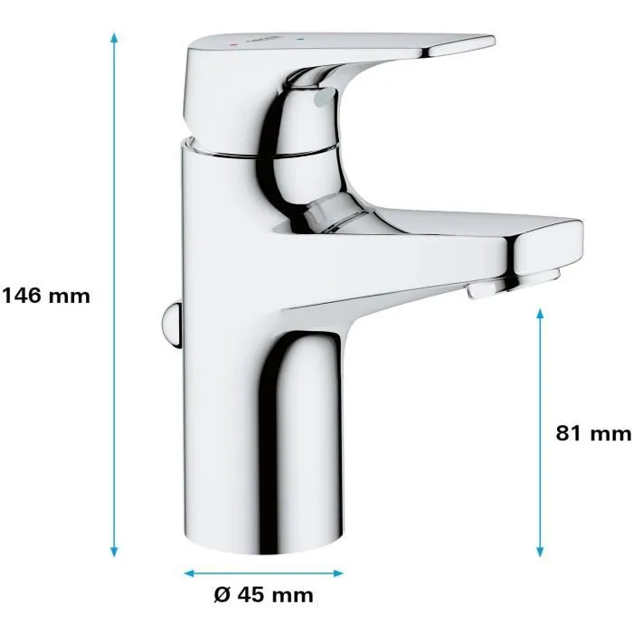 GROHE Mitigeur monocommande pour lavabo Taille S Start Flow Chromé 23769000