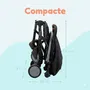 Bambisol Poussette Compacte YUKO pour 0-36 mois (15 kg) - Ultra Légère, 1 Main, Debout, Noir, avec Sangle et Panier