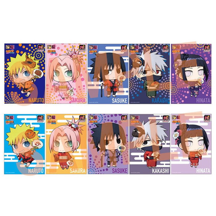 Megahouse Set de 10 figurines Naruto Shippuden Petit Chara Land 10th Anniversary avec cartes postales