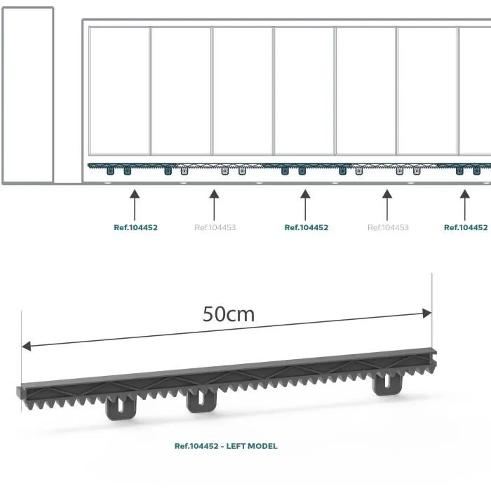 Avidsen - Crémaillère supplémentaire droite ou gauche pour portail coulissant - Nylon renforcé - 50 cm