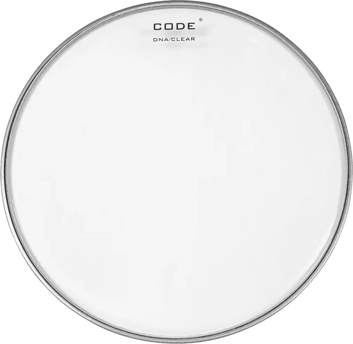 CODE Parche Tom 14" DNA Transparent - Série Clear, 1 Couche 10 mil, Acier Grip-Tight CODE Parche Tom 14" DNA Transparent - Série Clear, 1 Couche 10 mil, Acier Grip-Tight