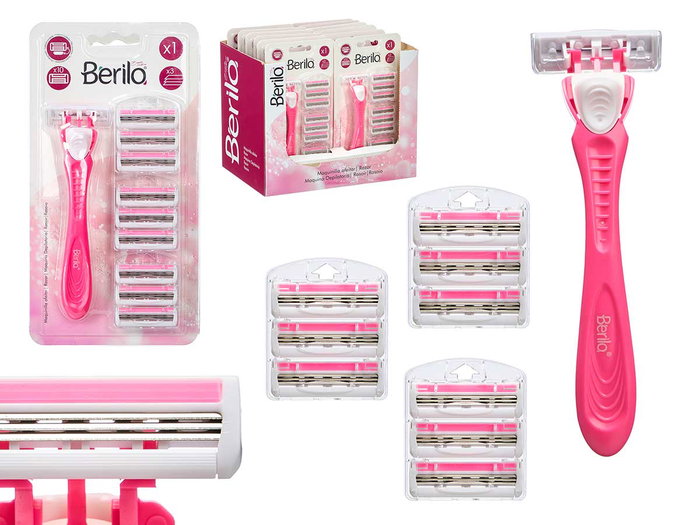 Berilo Rasoir de Sécurité 10 Lames de Rechange 3 Lames Rose 11 x 21 x 3 cm (Set de 24) Berilo Rasoir de Sécurité 10 Lames de Rechange 3 Lames Rose 11 x 21 x 3 cm (Set de 24)