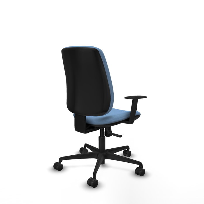 PIQUERAS Y CRESPO Chaise Alares Synchro Tissu Bleu ciel, Base Nylon Noir, Accoudoir 1D, Sans appui-tête, Roulettes 65mm