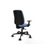 PIQUERAS Y CRESPO Chaise Alares Synchro Tissu Bleu ciel, Base Nylon Noir, Accoudoir 1D, Sans appui-tête, Roulettes 65mm