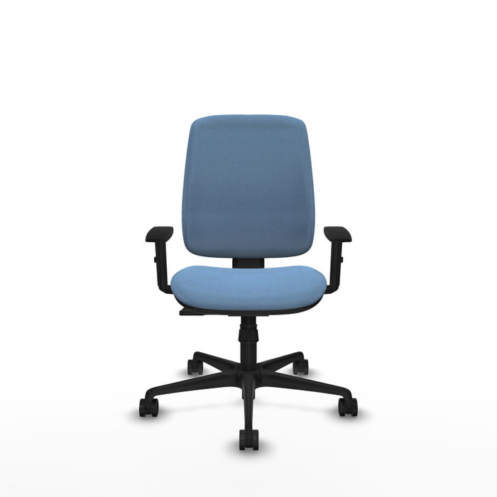 PIQUERAS Y CRESPO Chaise Alares Synchro Tissu Bleu ciel, Base Nylon Noir, Accoudoir 1D, Sans appui-tête, Roulettes 65mm