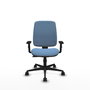 PIQUERAS Y CRESPO Chaise Alares Synchro Tissu Bleu ciel, Base Nylon Noir, Accoudoir 1D, Sans appui-tête, Roulettes 65mm