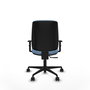 PIQUERAS Y CRESPO Chaise Alares Synchro Tissu Bleu ciel, Base Nylon Noir, Accoudoir 1D, Sans appui-tête, Roulettes 65mm
