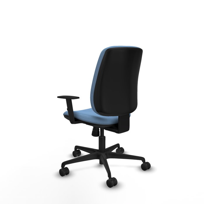 PIQUERAS Y CRESPO Chaise Alares Synchro Tissu Bleu ciel, Base Nylon Noir, Accoudoir 1D, Sans appui-tête, Roulettes 65mm