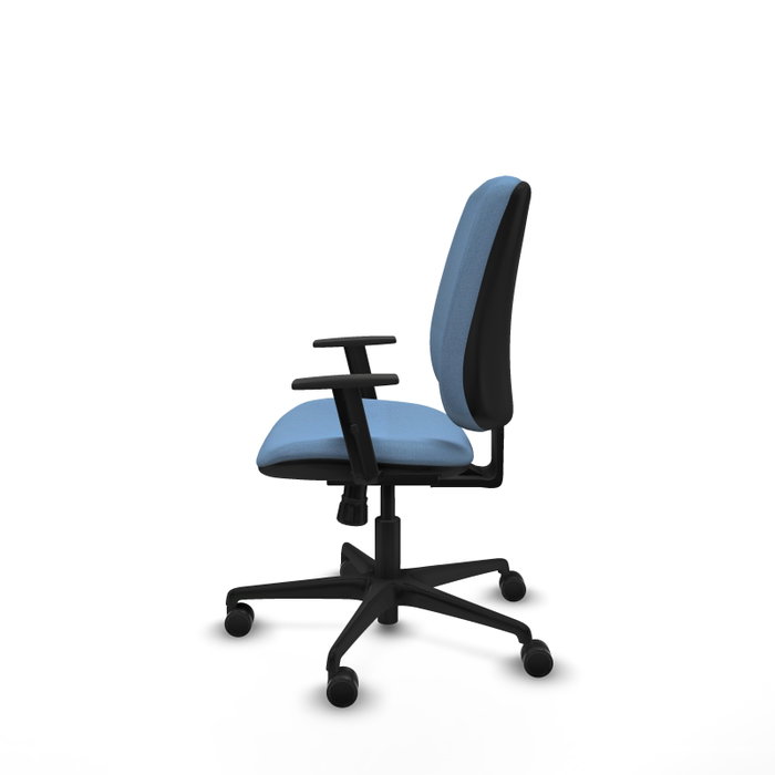 PIQUERAS Y CRESPO Chaise Alares Synchro Tissu Bleu ciel, Base Nylon Noir, Accoudoir 1D, Sans appui-tête, Roulettes 65mm