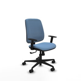 PIQUERAS Y CRESPO Chaise Alares Synchro Tissu Bleu ciel, Base Nylon Noir, Accoudoir 1D, Sans appui-tête, Roulettes 65mm