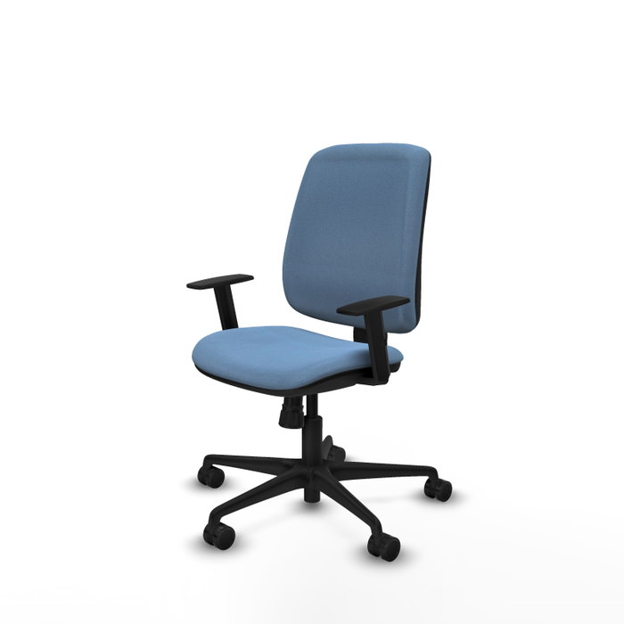 PIQUERAS Y CRESPO Chaise Alares Synchro Tissu Bleu ciel, Base Nylon Noir, Accoudoir 1D, Sans appui-tête, Roulettes 65mm