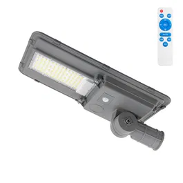 HO-STR100W-SL04-CW Farola LED Solaire 100W 5000K Blanc Froid, avec Capteur Crépusculaire, Panneau 15W et Batterie 10Ah, IP65, 50000h