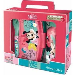 Gamelle avec Gourde Minnie Mouse Rose 21 x 18 x 7 cm