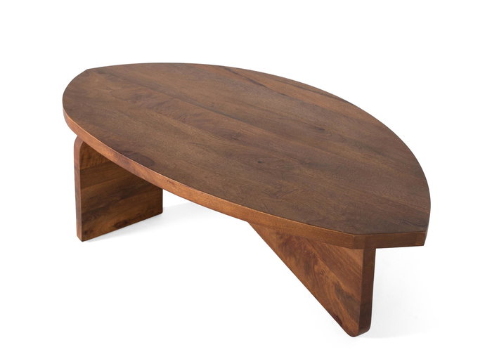GINER Y COLOMER Table Basse en Bois de Manguier Avellana avec Plateau Organique et Base en Forme de N - Nécessite un Montage