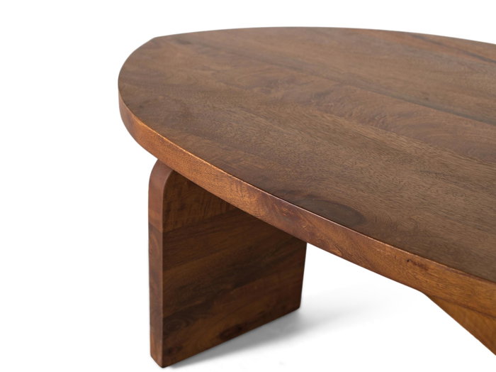 GINER Y COLOMER Table Basse en Bois de Manguier Avellana avec Plateau Organique et Base en Forme de N - Nécessite un Montage