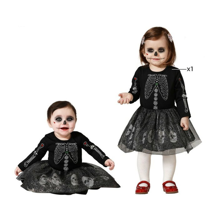 Atosa Déguisement Squelette avec Robe Courte Grise pour Bébé Fille Atosa Déguisement Squelette avec Robe Courte Grise pour Bébé Fille