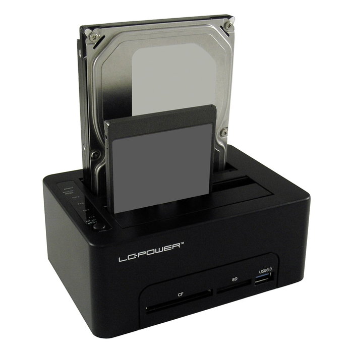 LC-Power LC-DOCK-U3-CR Station d'accueil HDD Dual Bay avec fonction de copie et lecteur CF/SD LC-Power LC-DOCK-U3-CR Station d'accueil HDD Dual Bay avec fonction de copie et lecteur CF/SD