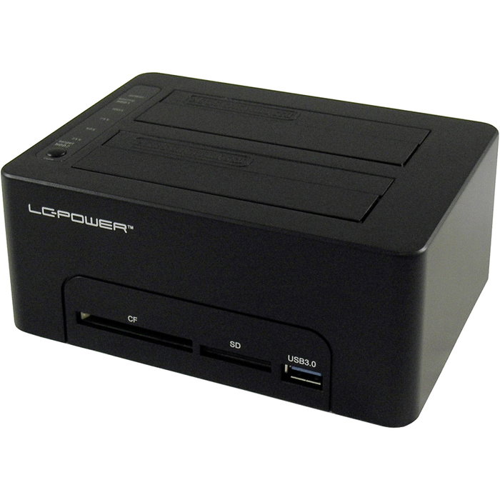 LC-Power LC-DOCK-U3-CR Station d'accueil HDD Dual Bay avec fonction de copie et lecteur CF/SD LC-Power LC-DOCK-U3-CR Station d'accueil HDD Dual Bay avec fonction de copie et lecteur CF/SD