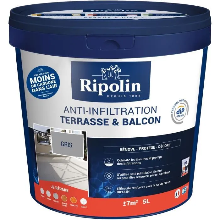 Ripolin Revetement 3 en 1 pour Terrasse et Balcon Gris 5L - Etanche, Resistant aux Intemperies et au Trafic - Pour Sols Exterieurs Ripolin Revetement 3 en 1 pour Terrasse et Balcon Gris 5L - Etanche, Resistant aux Intemperies et au Trafic - Pour Sols Exterieurs